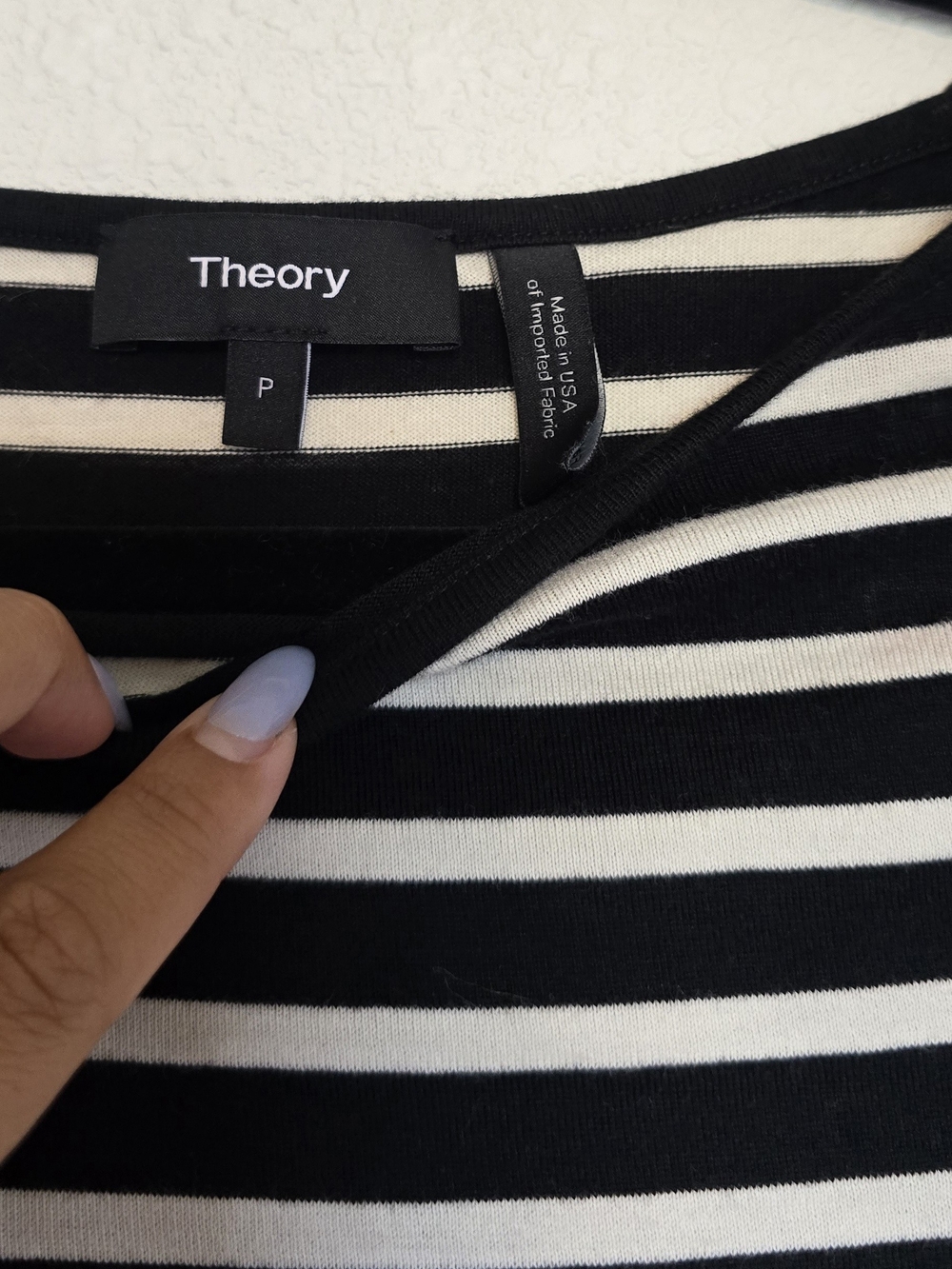 Theory Black and White Striped Boatneck Dress Sz Petite - Picture 3 of 7